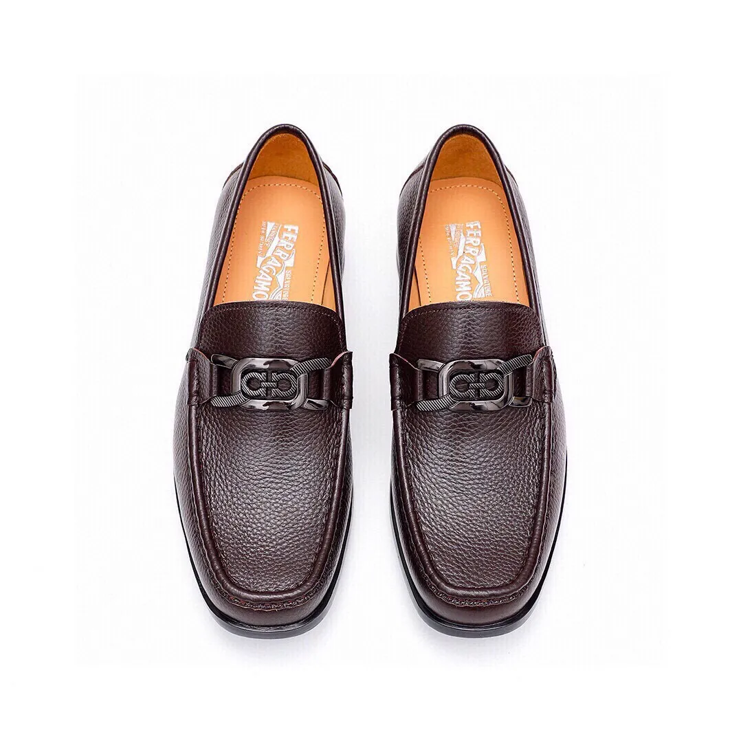 Men's shoes 💰520 💐[Ferragamo/Ferragamo] New 🐲Ferragamo* Ferragamo classic formal leather shoes! It uses imported first-layer pebbled cowhide leather upper + luxurious hardware buckle, and the inner first-layer comfortable cowhide leather lining! Original rubber outsole! Code number 38-44 (45🉑️customized)